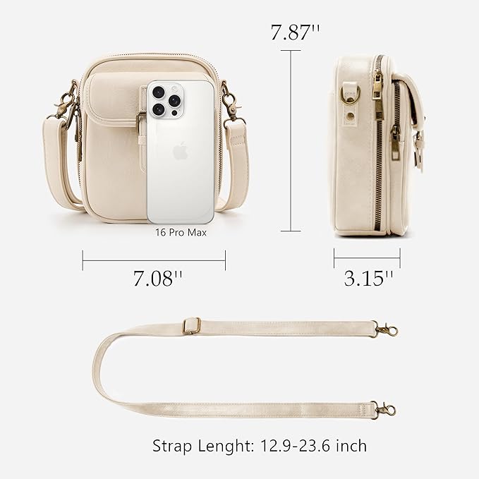 Small Messenger Bag Vegan Leather Crossbody Bag for Women Men, Vintage Cross Body Shoulder Purse with Card Slots