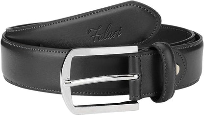 Falari Men Genuine Leather Casual Dress Belt With Single Prong Buckle, Classic Style Belt