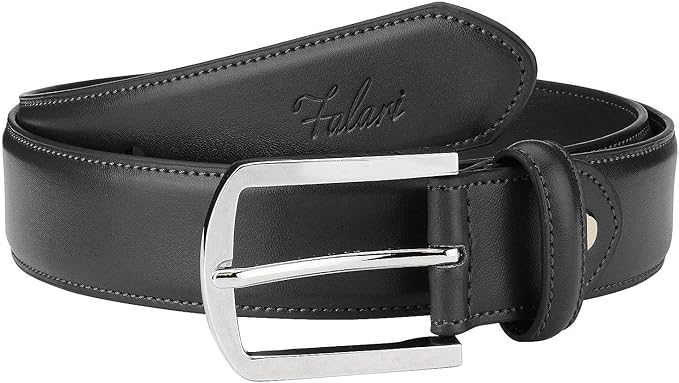 Falari Men Genuine Leather Casual Dress Belt With Single Prong Buckle, Classic Style Belt