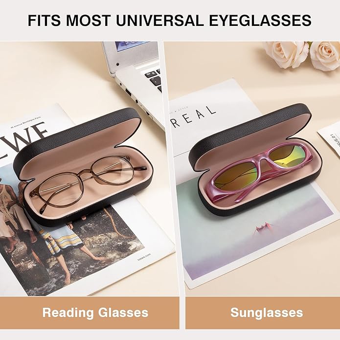 Marvolia Glasses Case Large Hard Shell Eyeglasses Case PU Leather Protective Case for Sunglasses Eyeglasses