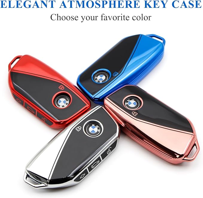 Creativity Advanced soft TPU key Cover Suitable for BMW 2023-2026 New 5 7 Series iX XM IX3 i7 X1 X5 X6 X7 key (Blue)
