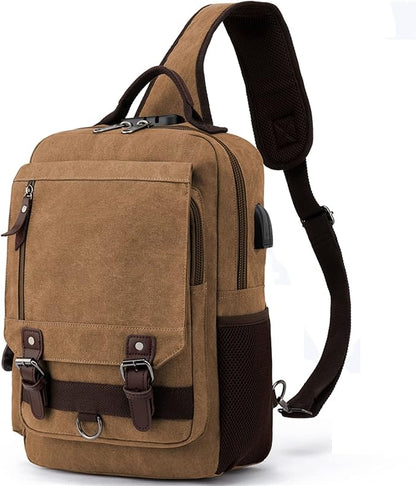 Leaper Retro Crossbody Bag Sling Bag Canvas Messenger Bag for Men Women Shoulder Bag Crossbody Handbags Satchel Travel Bag