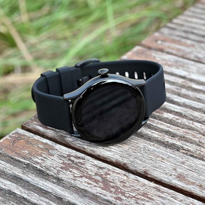 BISONSTRAP Silicone Watch Bands, Slim Watch Straps with Quick Release, 16mm, Black with Black Buckle