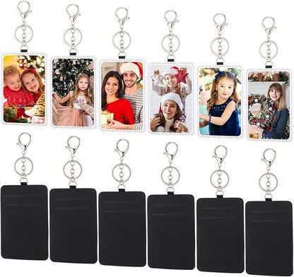 Eersida 12 Pcs Sublimation Work Card Holder Blanks Sublimation ID Badge Keychain Wallet Holder Leather Portable Credit Card Printable Blank Carrier Case for Men Women Business(Vertical)