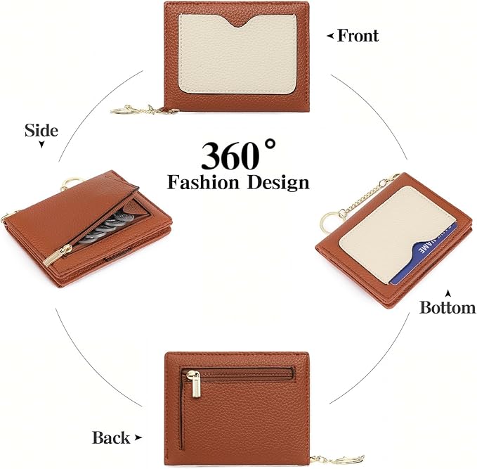 GAEKEAO Wallet Women RFID Blocking Small Bifold Vegan Leather Ladies Mini Purse with ID Window Zipper Change Pocket