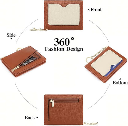 GAEKEAO Wallet Women RFID Blocking Small Bifold Vegan Leather Ladies Mini Purse with ID Window Zipper Change Pocket