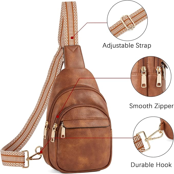 BOSTANTEN Small Sling Bag for Women Leather Crossbody Bags Fanny Pack Chest Bag for Travel