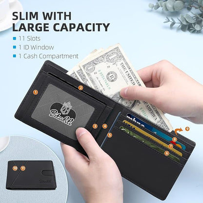 Zitahli Bifold Wallets for Men - Slim RFID Leather Credit Card Holder for 6-11 Cards, Minimalist Thin Wallet with ID Window & Cash Slot,Front Pockt Carteras Para Hombres, Birthday Gifts for Men | Slim, RFID Blocking, Premium, Front Pocket, Gift Box, Le...