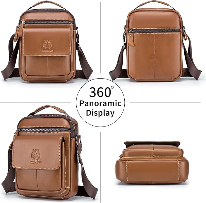 Small Leather Messenger Bag for Men, Man Bag Crossbody, Men's Shoulder Bags Leather Man Purse Handbag