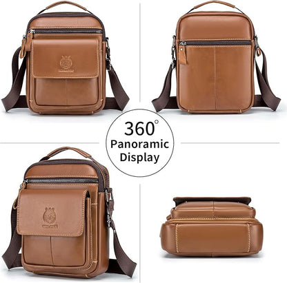 Small Leather Messenger Bag for Men, Man Bag Crossbody, Men's Shoulder Bags Leather Man Purse Handbag