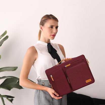 MOSISO 360 Protective Laptop Case 16 inch, 15-15.6 inch Laptop Sleeve Compatible with MacBook Pro 16, HP Acer Dell Lenovo ASUS, Side Open Carrying Case with 4 Zipper Pockets&Handle, Wine Red