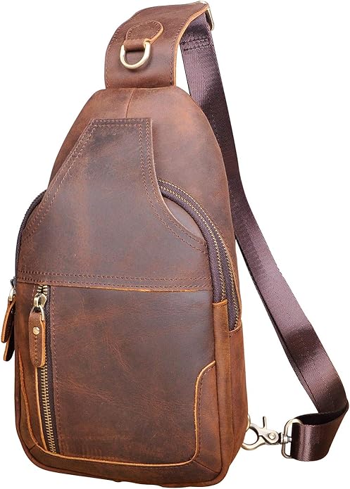 Le'aokuu Men Fashion Casual Tea Designer Travel Hiking Crossbody Chest Sling Bag Rig One Shoulder Strap Bag Men Leather 8015 | Fashion, Casual, Tea, Designer, Travel, Hiking