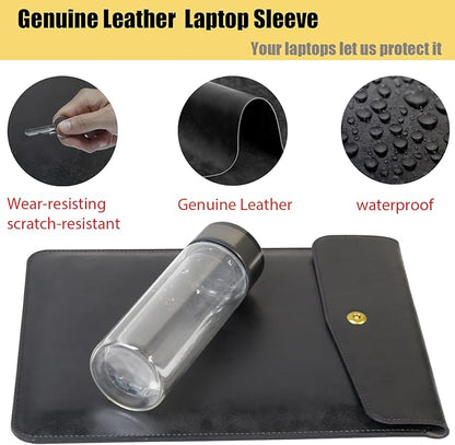 Leather Laptop Sleeve 13 Inch Compatible with MacBook Neo 13" 2026 & MacBook Air/Pro 13" (M5/M4/M3/M2/M1, 2025-2018), Magnetic Buckle Closure Protective Case Cover,Black