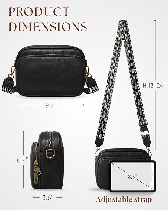 Crossbody Bags with Built-in Wallet, Anti-Theft Travel Purse with Card Slots, Trendy Vegan Shoulder Bag for Women Men