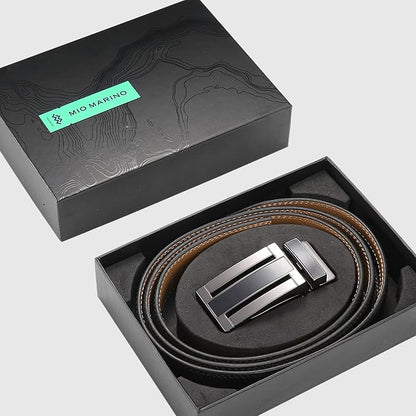 Marino Avenue Ratchet Belt for Men. Adjustable Leather Dress Belt with 38 Easy to Click Into Place Ratchet Closures.