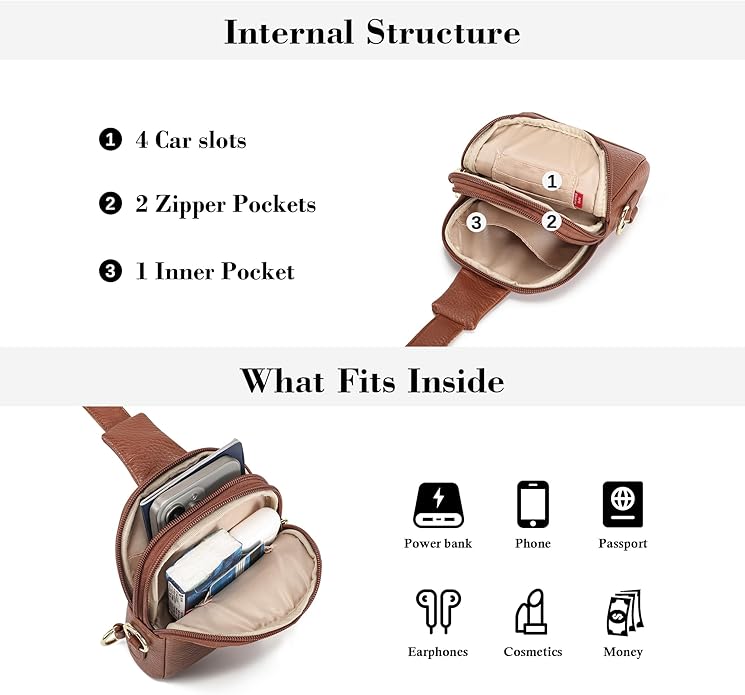 INICAT Small Sling Bag for Women Everyday & Travel Crossbody Bags Lightweight Cross Body Purses Vegan Leather