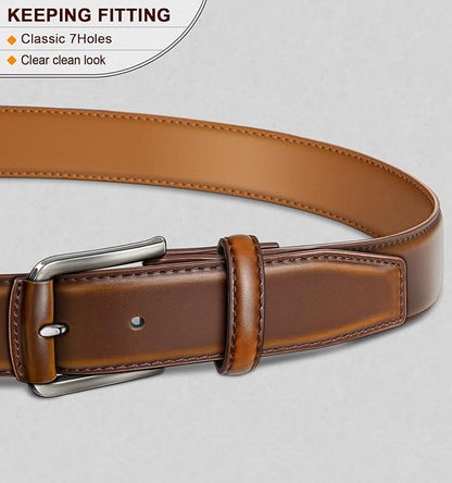 BULLIANT Men Belt Multi Pack,Leather Belt For Gift Men Golf Dress Casual Jean 7Holes 1 3/8"