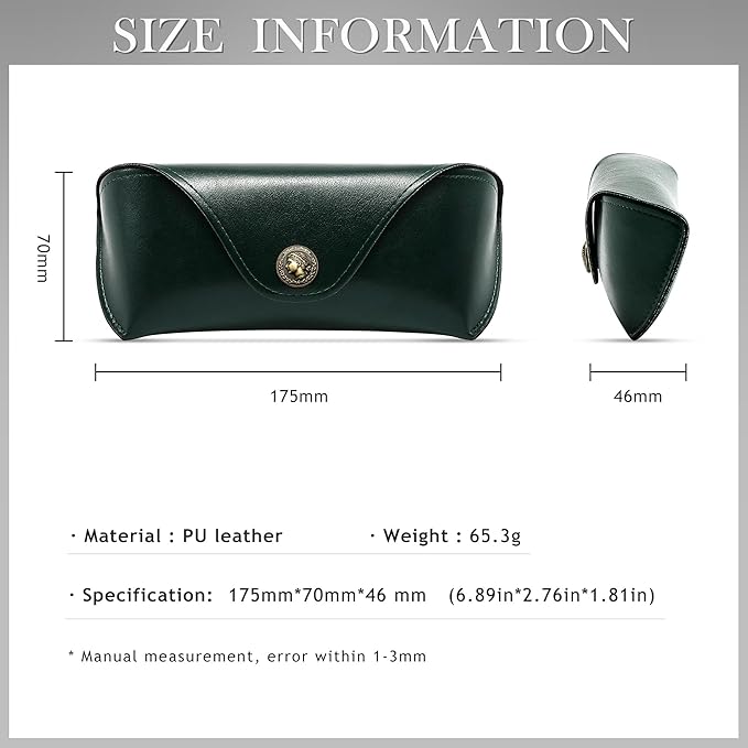 SUNGAIT Vegan Leather Glasses Case Portable Sunglasses Holder Hard Shell Slim Design Travel-Ready