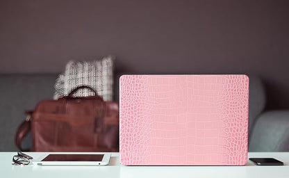 KEROM Compatible with Crocodile MacBook Pro 13 Inch Case 2026 2022-2016 M2 M1 A2338 A2289 A2251 A2159 A1989 A1706 A1708, Textured Aligator Skin Snakeskin PU Leather Hardshell & Keyboard Cover, Pink