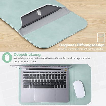 HYZUO 15 Inch Laptop Sleeve Case Bag for MacBook Air 15 M5 A3448 M4 A3241 M3 A3114 M2 A2941 2026-2023, 15" Surface Laptop 7/6/5/4/3, MacBook Pro 15 2019-2016, Faux Suede Leather, Mint Green