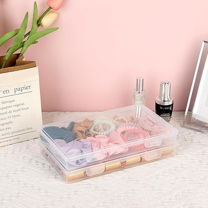 BTSKY Clear Plastic Storage Box with Flap Lid, Multipurpose Craft Organizers and Storage Box Art Supply Storage Organizer Plastic Sewing Box for Beads Pencils Sticky Notes, 4 Pack Medium Small