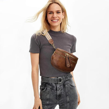 KKXIU Crossbody Sling Bag for Women Trendy Fanny Pack Vegan Leather Chest Bag | Trendy