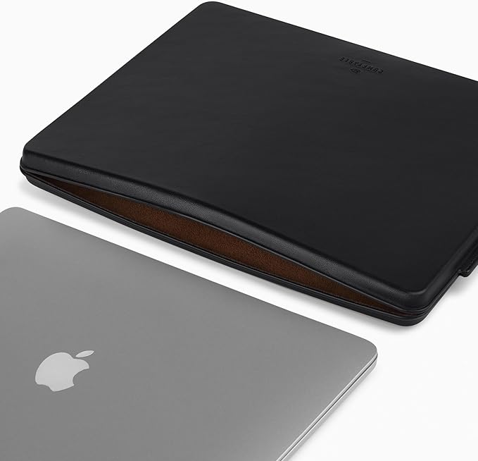Comfyable 13 Inch Faux Leather Laptop Sleeve Case, Slim Protective Laptop Cover Compatible with MacBook Air M4 2025-2018 & MacBook Pro M2 2022 M1 2020-2016, Black