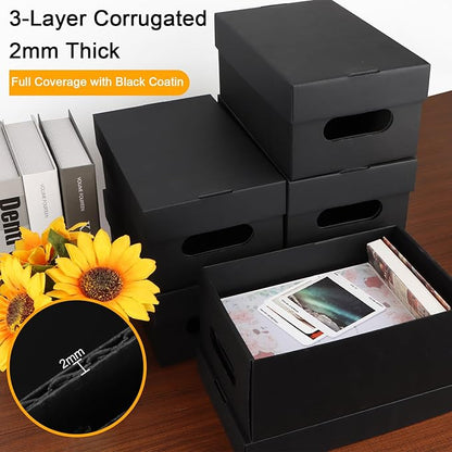 10PCS Photo Storage Box for 4"x6" Photos,10.83“ x 6.89“ x 4.7“ Picture Box Store and Protect Pictures,Documents Black