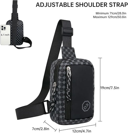 Long Keeper Mini Sling Bag - Women Men Vegan Leather Crossbody Phone Bag Waterproof Travel Running Chest Bag Casual Daypack