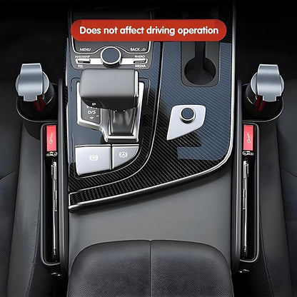 Car Seat Gap Filler Organizer, Universal Premium Leather Seat Organizer with Cup Holder, Seat Gap Storage Box with Bottle Holder, Car Leather Gap Bag Front Center Console Seat (Passenger Side)