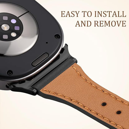 GEAK Slim Leather Band Compatible with Samsung Galaxy Watch 8 40mm 44mm/Watch 8 Classic 46mm, No Gap Adjustable Genuine Leather Replacement Dressy Strap for Samsung Watch 8 Bands Women
