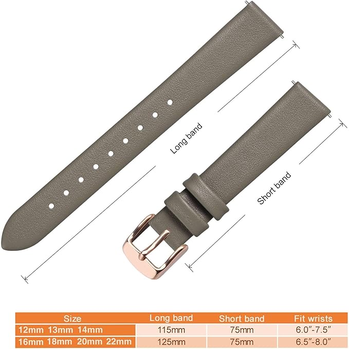 ANNEFIT Watch Bands for Men Women, Top Grain Leather Watch Strap with Quick Release, Band Width 12mm 13mm 14mm 16mm 18mm 20mm 22mm