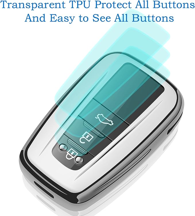 Autophone for Toyota Key Fob Cover with Keychain Soft TPU Key Shell Case,For 2019-2026 Rav4 2020-2022 Highlander Corolla Prius 2018-2024 Camry C-HR Avalon GT86 2021-2024 4runner(Silver）