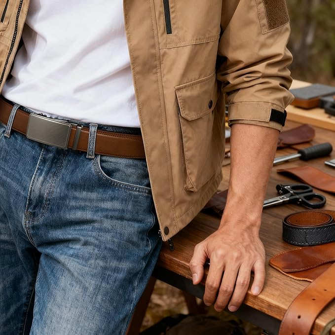 Zitahli Ratchet Belts for Men,Adjustable for Gift mens belt Leather For Dress and Casual Trim to Fit,Men's Accessories