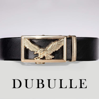 Dubulle Designer Mens Belts, Sliding Automatic Buckle Ratchet Dress Belt TOP Genuine Leather Strap Gifts