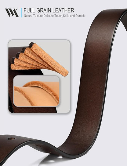 WOLFANT 1.5" Top Full Grain Leather Belt for Men in Gift Box,100% Italian Real Solid Leather