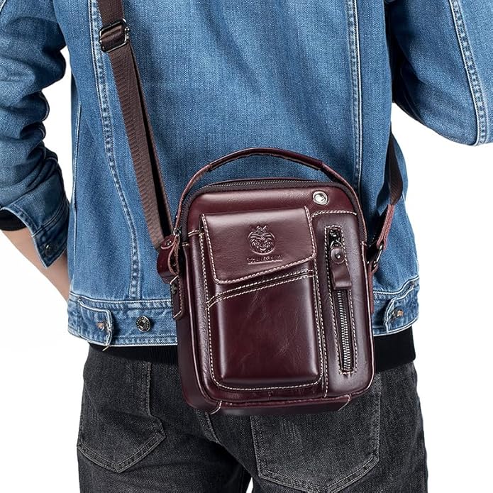 Leather Shoulder Bag for Men Small Mens Crossbody Bag Purses Handbags | Small, Genuine Leather, Crossbody, Men Purse, Casual, Daypack