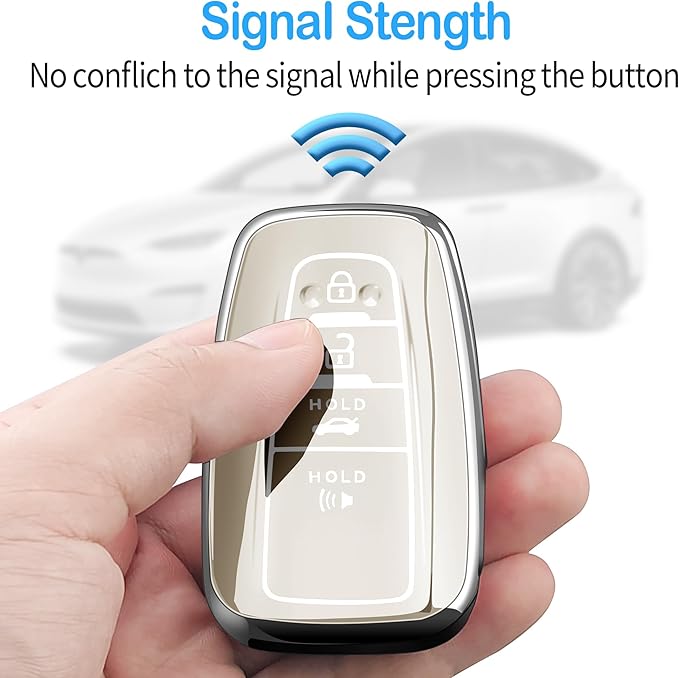 Tukellen for Toyota Key Fob Cover with Keychain,Special Soft TPU Key Case Protector for 2019-2025 RAV4 2020-2022 Highlander Corolla Prius,2018-2024 Camry Avalon C-HR GT86-White