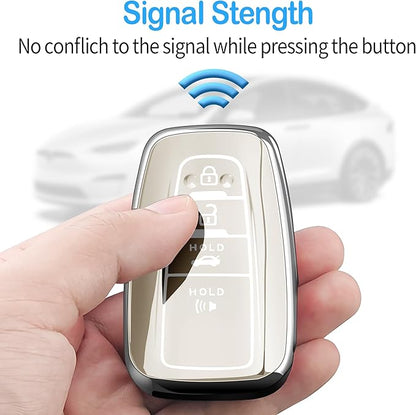 Tukellen for Toyota Key Fob Cover with Keychain,Special Soft TPU Key Case Protector for 2019-2025 RAV4 2020-2022 Highlander Corolla Prius,2018-2024 Camry Avalon C-HR GT86-White