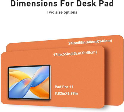 Aothia Faux Leather Desk Mat - Non-Slip PU Leather Desk Blotter, Waterproof Writing Surface, Large Desk Pad for Office & Home (Orange, 55" x 24")