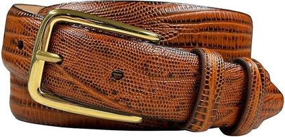 Andrew/Armando - Dress Belt Solid Brass Buckle (Gold & Silver) Genuine Full-Grain Cowhide Leather Belt 1-1/8"(30mm) Wide