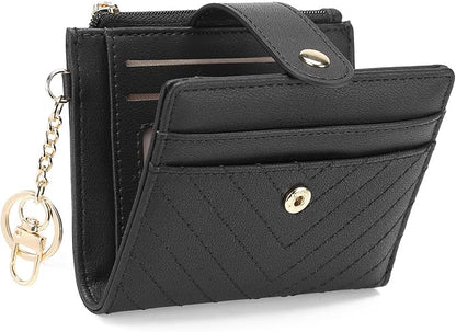GAEKEAO Slim Wallet for Women, RFID Blocking Credit Card Holder Bifold Wallet with Zipper Coin Pocket, ID Window
