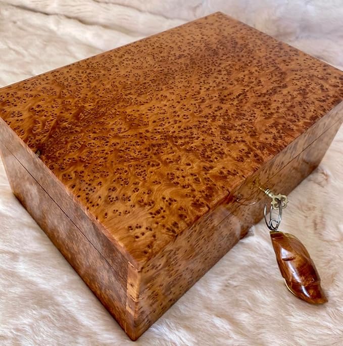 Hand Carved Wooden Multipurpose Keepsake Jewelry Decorative Art Box Storage Organizer (Large wood Box,Antique) (X-Large With Lock 2)