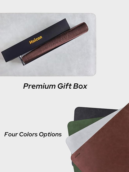 Leather Desk Mat, 31.5"x15.7" Non-Slip PU Leather Desk Pad, Thick Desk Blotter with Stitched Edge, Retro Large Mouse Pad, Laptop Pad for Office & Home Use (Brown)
