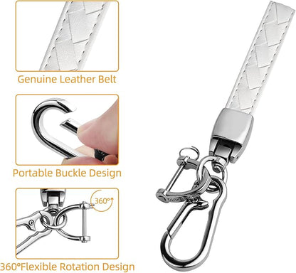 Sindeda for Toyota Key Fob Cover with Metal Keychain & Leather Strap for 2025-2026 Camry 4 Runner 2019-2026 Venza, Land Cruiser,2023-2026 Tacoma Grand Highlander,Corolla,bZ4X,4-5 Buttons(White)