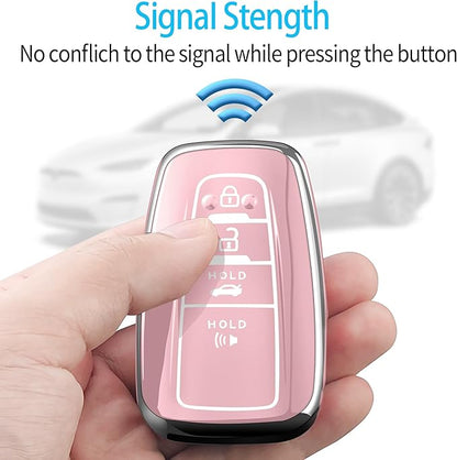 Tukellen for Toyota Key Fob Cover with Keychain,Special Soft TPU Key Case Protector for 2019-2025 RAV4 2020-2022 Highlander Corolla Prius,2018-2024 Camry Avalon C-HR GT86-Chalk Pink