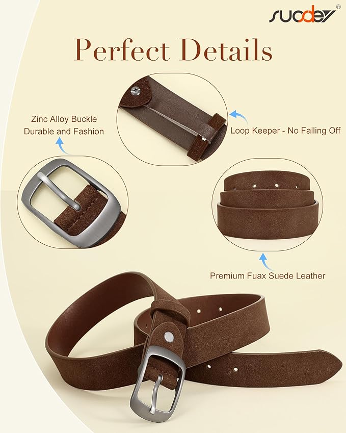 SUOSDEY Women Belts For Jeans Dresses Pants Ladies Leather Waist Belt with Elegant Buckle, Width 1.3"