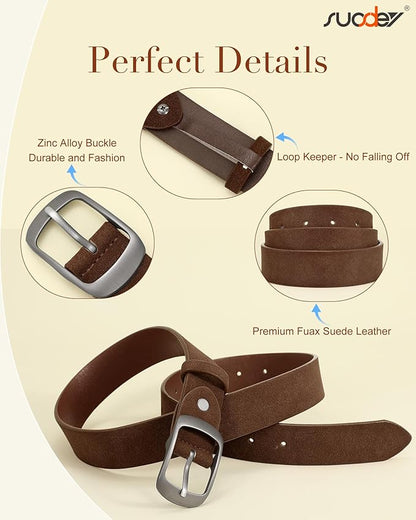 SUOSDEY Women Belts For Jeans Dresses Pants Ladies Leather Waist Belt with Elegant Buckle, Width 1.3"