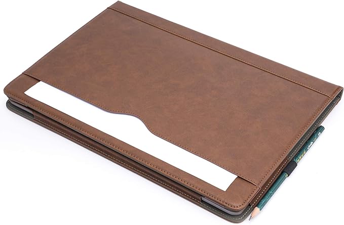 TYTX Laptop Case for MacBook Pro 16 Inch Leather Case 2021-2026 M5 A3428 A3429 M4 A3403 A3186 M3 A2991 M2 A2780 M1 A2485 Protective Folio Book Cover with Vents and Stand Function, Dark Brown