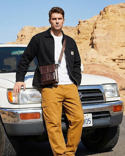 Men's Genuine Leather Crossbody Bag - Spacious & Functional & Durable Daily Use